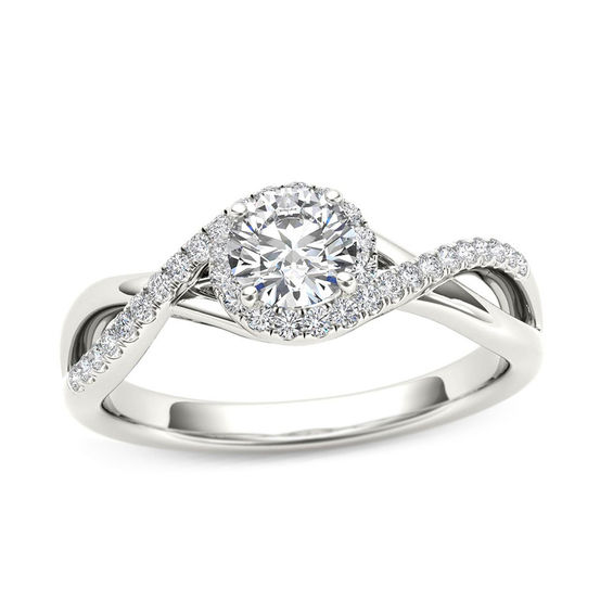 5/8 CT. T.W. Diamond Frame Twist Bypass Engagement Ring in 14K White