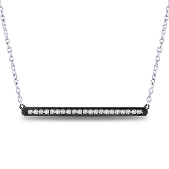 1/4 CT. T.W. Diamond Bar Necklace in Sterling Silver and Black Rhodium