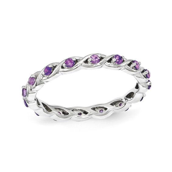 Sterling Silver Stackable Expressions Twisted Purple Enamel Bangle
