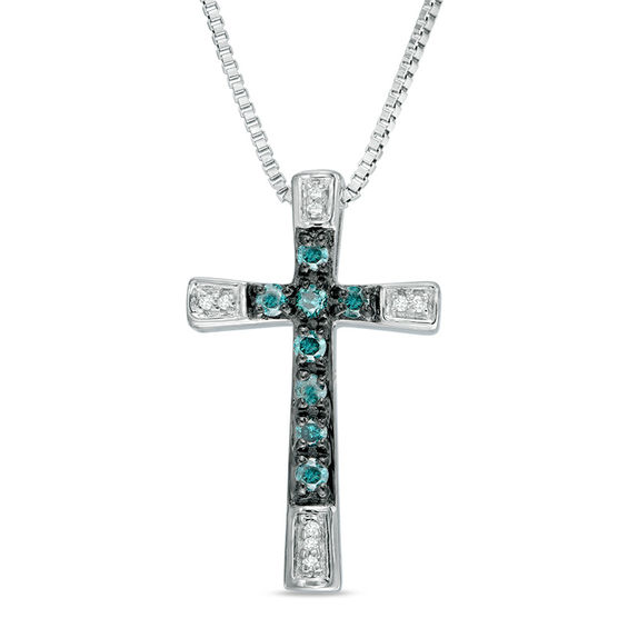 cross necklace blue