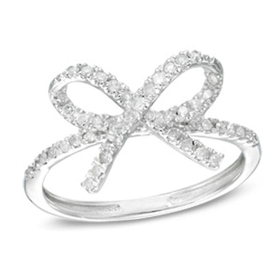 1/4 CT. T.W. Diamond Bow Ring in Sterling Silver Online Exclusives