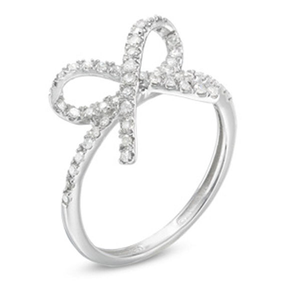 1/4 CT. T.W. Diamond Bow Ring in Sterling Silver Online Exclusives
