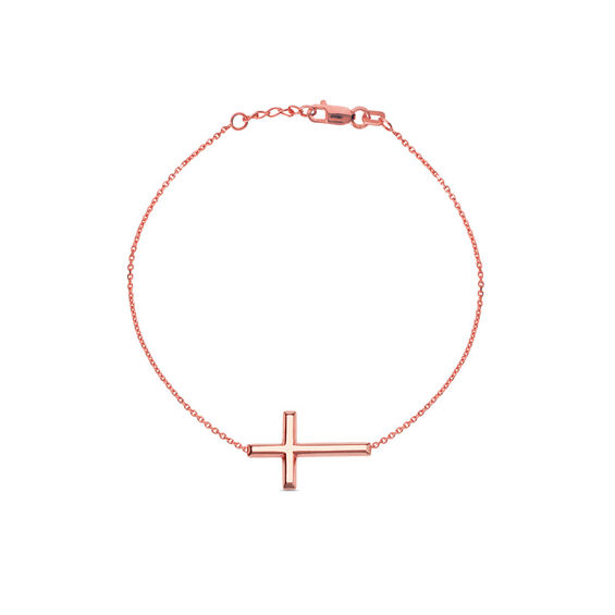 Small Sideways Cross Bracelet In 14k Rose Gold 7 5 View All Small Sideways Cross Bracelet In 14k Rose Gold 7 5