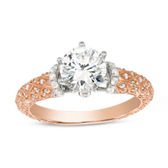 11/4 CT. T.W. Diamond Lattice Engagement Ring in 14K TwoTone Gold Engagement Rings Wedding