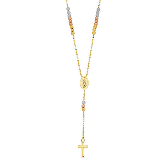 Rosary Necklace in 14K TriTone Gold 17" Online Exclusives