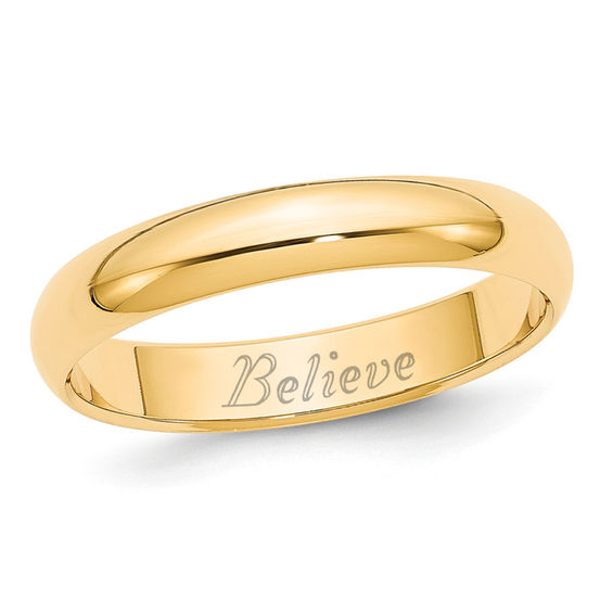 Men's 4.0mm Engraved Wedding Band in 10K Gold (16 Characters) Wedding