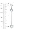 Thumbnail Image 1 of 1/8 CT. T.W. Diamond Three Heart Front/Back Earrings in Sterling Silver
