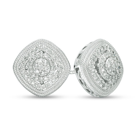 Image result for 1/3 CT. T.W. Composite Diamond Triple Frame Stud Earrings in 10K White Gold