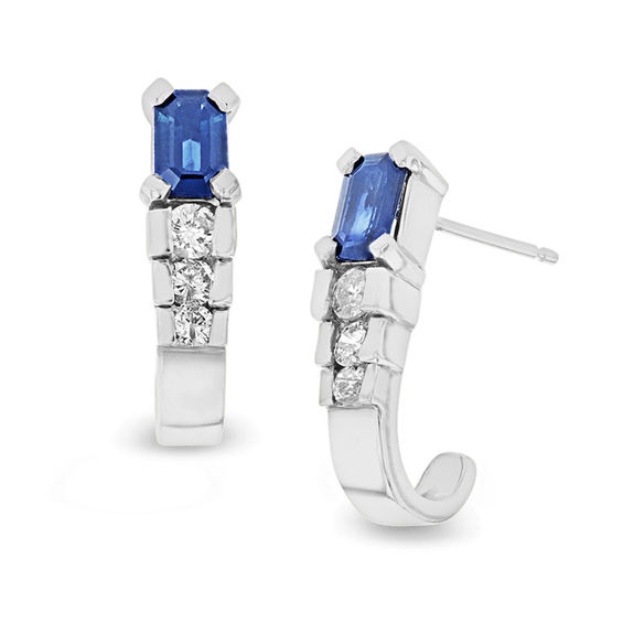 3Ct Oval Cut Blue Sapphire & Diamond Fashion Earrings 14Karat White Gold Finish