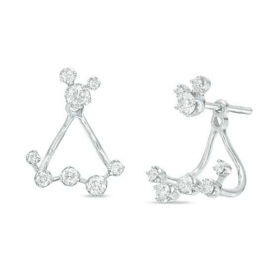 1/2 CT. T.W. Diamond Front/Back Earrings in 14K White Gold Diamond