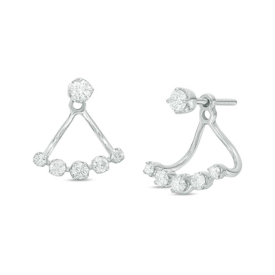 1 2 Ct T W Diamond Front Back Earrings In 14k White Gold Online T W Diamond Front Back Earrings In 14k White Gold
