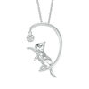 Thumbnail Image 0 of Enhanced Black and White Diamond Accent Cat with Ball Pendant in Sterling Silver