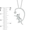 Thumbnail Image 1 of Enhanced Black and White Diamond Accent Cat with Ball Pendant in Sterling Silver