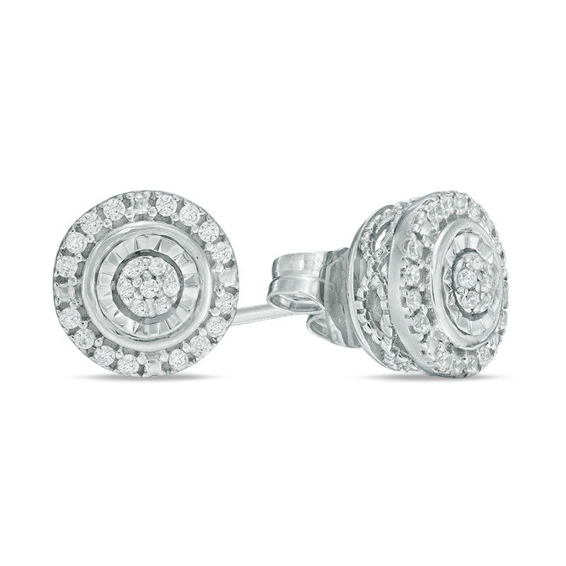 Main Image 1 of 1/6 CT. T.W. Composite Diamond Frame Stud Earrings in Sterling Silver