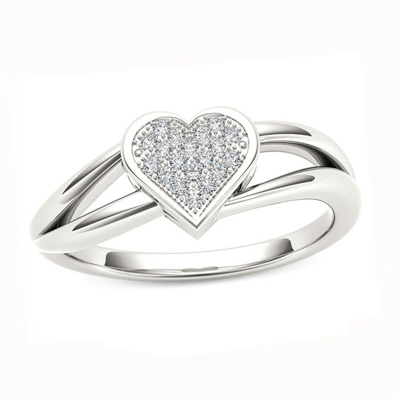 Diamond Accent Heart Promise Ring in 10K White Gold Promise Rings