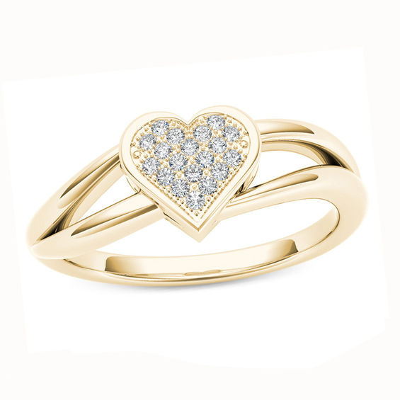 Diamond Accent Heart Promise Ring in 10K Gold Promise Rings Wedding