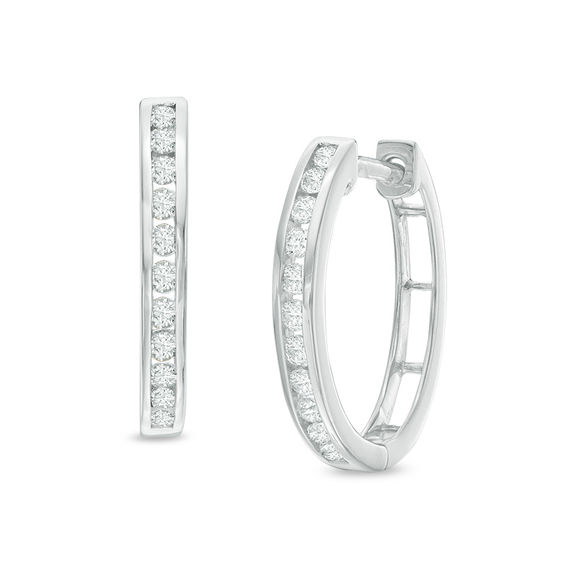 1/4 Carat TW Small Diamond Channel Set Huggie Hoop Earrings in 10K Yellow Gold 1/4 Carat TW Small Diamond Channel Set Huggie Hoop Earrings in 10K Yellow Gold