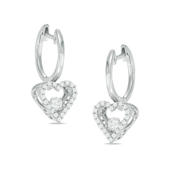 Unstoppable Love 1 2 Ct T W Diamond Heart Shaped Drop Earrings In T W Diamond Heart Shaped Drop Earrings In