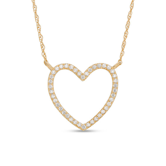 10k Yellow Gold Diamond Heart Outline Pendant 1/10 ct 10k Yellow Gold Diamond Heart Outline Pendant 1/10 ct