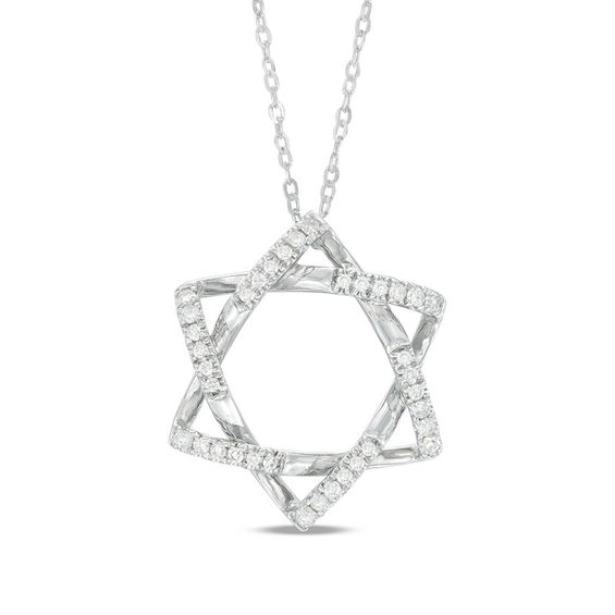 David Pendant in 10K White Gold 