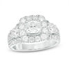 Thumbnail Image 0 of Celebration Ideal 2 CT. T.W. Cushion-Cut Diamond Three Stone Frame Engagement Ring in 14K White Gold (I/I1)
