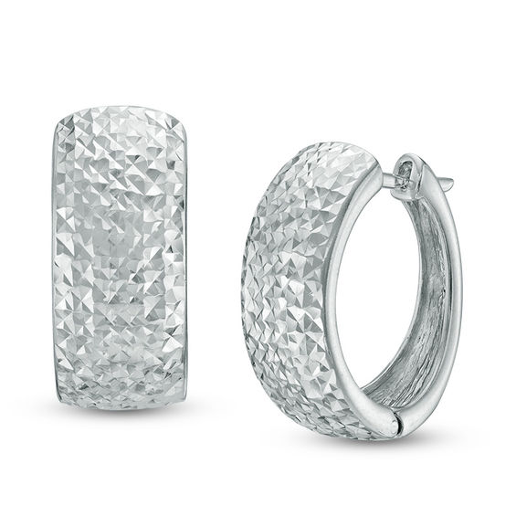 Diamond Cut Huggie Hoop Earrings In Sterling Silver Diamond Cut Huggie Hoop Earrings In Sterling Silver