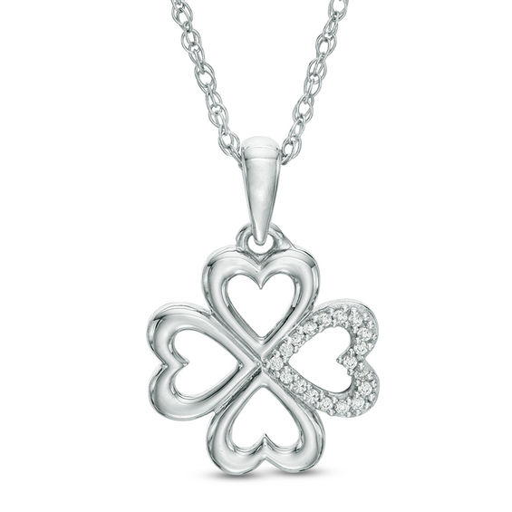 Diamond Accented Four Leaf Clover Pendant Necklace