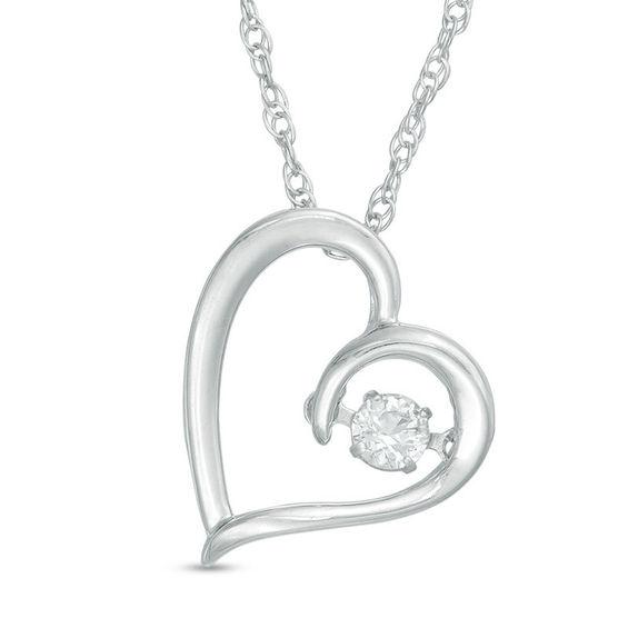 Unstoppable Love™ LabCreated White Sapphire Tilted Heart Pendant in