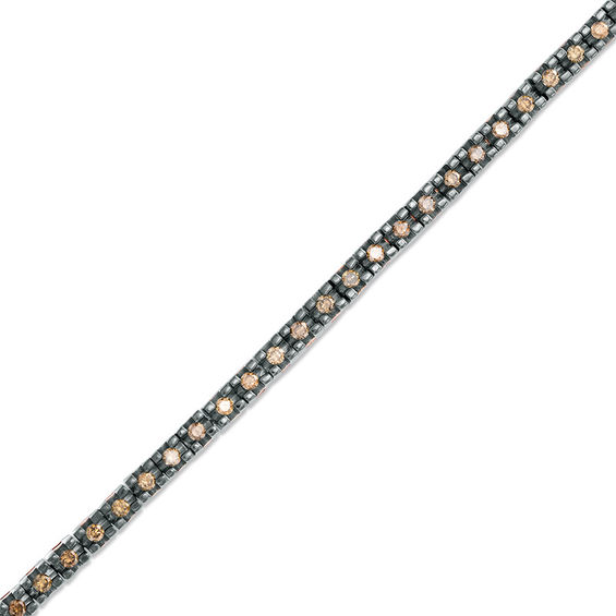 1 Ct T W Champagne Diamond Tennis Bracelet In 10k Rose Gold With T W Champagne Diamond Tennis Bracelet In 10k Rose Gold With Black Rhodium