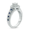 Thumbnail Image 1 of Vera Wang Love Collection 7/8 CT. T.W. Diamond and Blue Sapphire Double Frame Engagement Ring in 14K White Gold