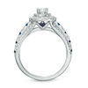 Thumbnail Image 2 of Vera Wang Love Collection 7/8 CT. T.W. Diamond and Blue Sapphire Double Frame Engagement Ring in 14K White Gold
