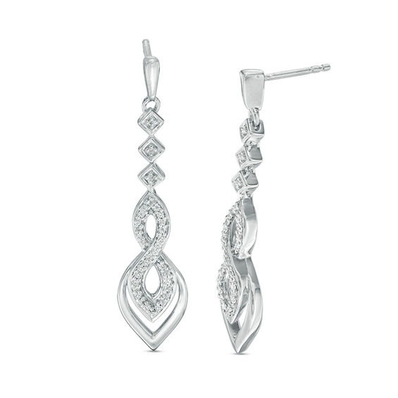 1 5 Ct T W Diamond Infinity Drop Earrings In Sterling Silver T W Diamond Infinity Drop Earrings In Sterling Silver