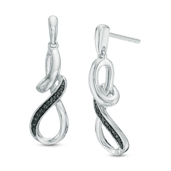 1 10 Ct T W Enhanced Black Diamond Twist Drop Earrings In Sterling T W Enhanced Black Diamond Twist Drop Earrings In Sterling Silver