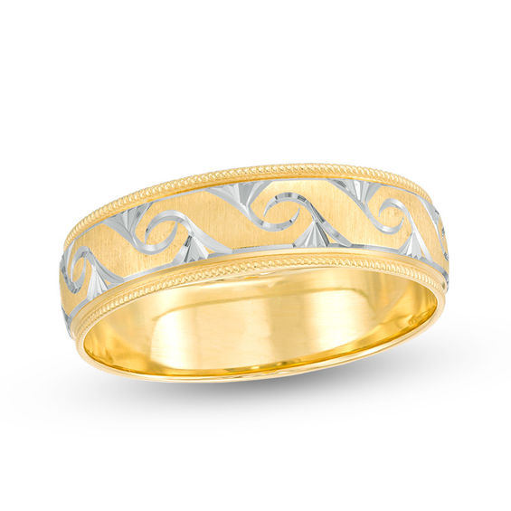 AFFY 4MM Miligrain Half Round Wedding Band Ring in 10k Solid Gold