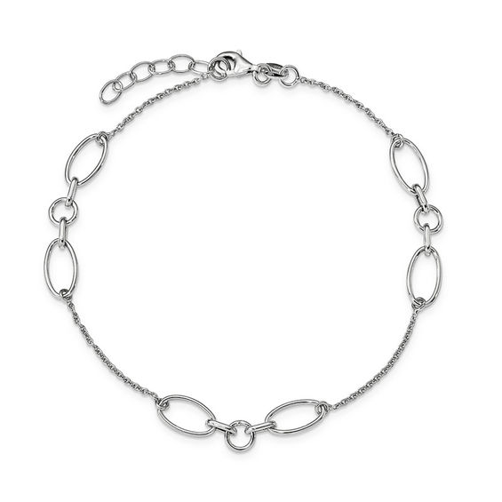 Open Oblong Oval and Circle Anklet in Sterling Silver 11" View All