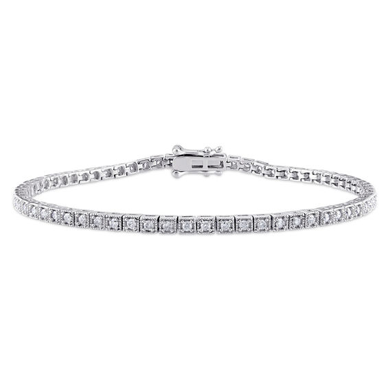 1 Ct T W Diamond Vintage Style Tennis Bracelet In 10k White Gold 1 Ct T W Diamond Vintage Style Tennis Bracelet In 10k White Gold 7 25