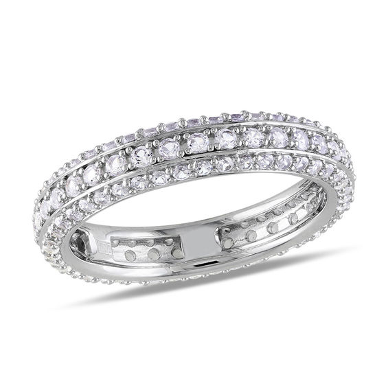 LabCreated White Sapphire Triple Row Eternity Band in Sterling Silver