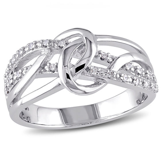 1/10 CT. T.W. Diamond Loop Knot Ring in Sterling Silver Online