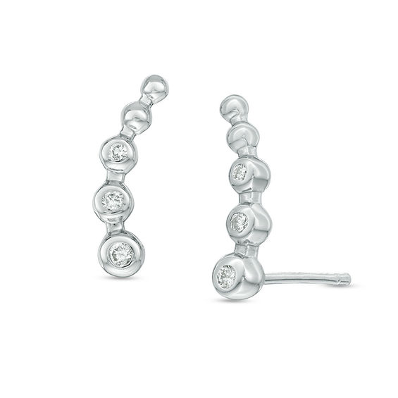 1 10 Ct T W Journey Diamond Crawler Earrings In Sterling Silver T W Journey Diamond Crawler Earrings In Sterling Silver