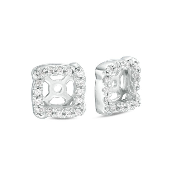 1/4 CT. T.W. Diamond Curved Edge Square Frame Earring Jackets in 10K