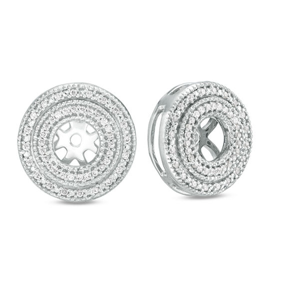 1 4 Ct T W Diamond Double Frame Vintage Style Earring Jackets In T W Diamond Double Frame Vintage Style Earring Jackets In 10k White