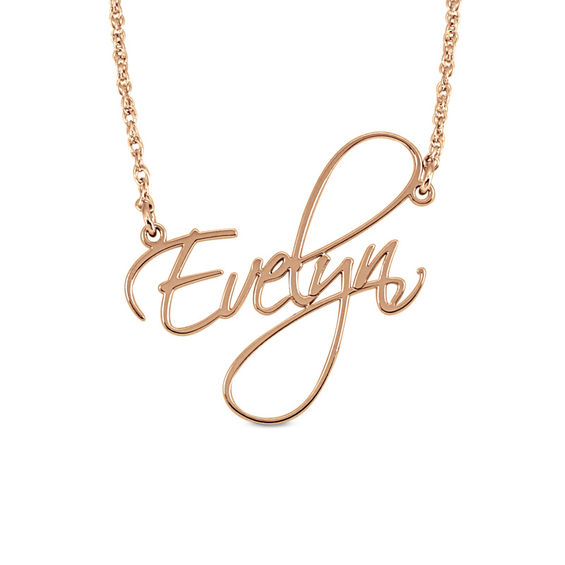 personalized cursive name necklace in 14k rose gold 9 characters
