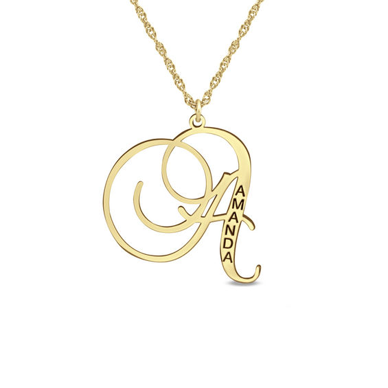 Personalized Initial Pendant In 14k Gold 1 Name And Personalized Initial Pendant In 14k Gold 1 Name And