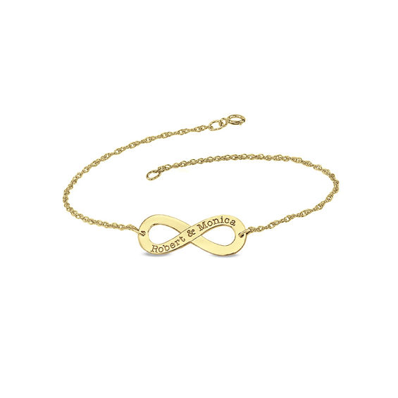 S Infinity Bracelet In 10k Gold 2 Names 7 25 S Infinity Bracelet In 10k Gold 2 Names 7 25 Personalized Bracelets Create Your Own Zales