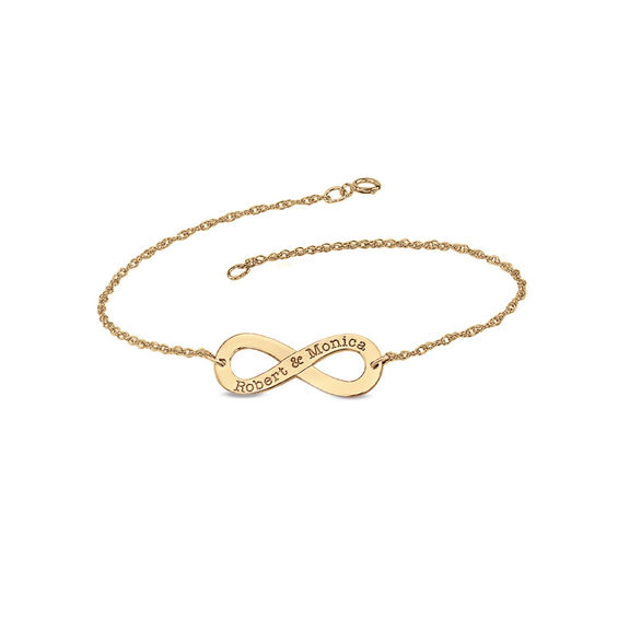 S Infinity Bracelet In 14k Rose Gold 2 Names 7 25 S Infinity Bracelet In 14k Rose Gold 2 Names 7 25 Personalized Bracelets Create Your Own Zales