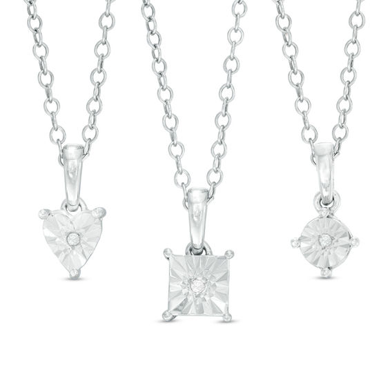 Diamond Accent Three Pendant Set in Sterling Silver Diamond Necklaces Necklaces Zales
