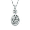 Thumbnail Image 1 of Vera Wang Love Collection 1/2 CT. T.W. Diamond and Blue Sapphire Oval Frame Pendant in 14K White Gold - 19"
