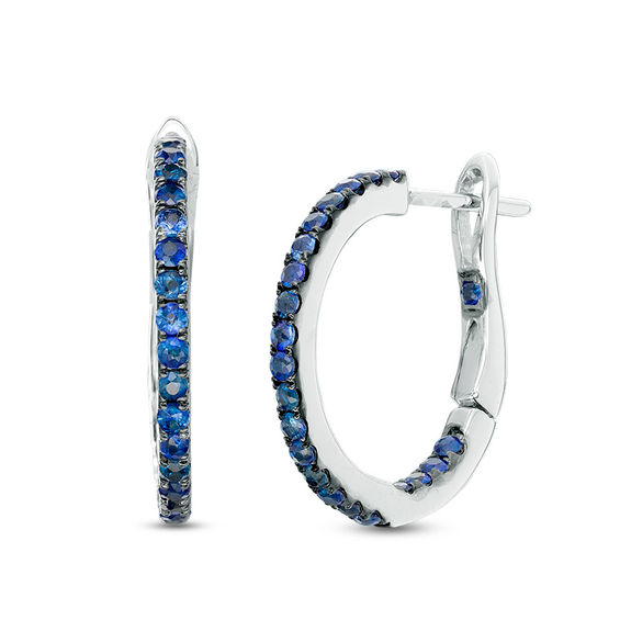 blue sapphire huggie earrings