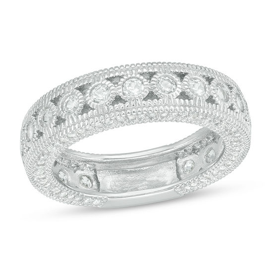 white sapphire band rings
