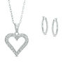 Thumbnail Image 0 of Diamond Fascination™ Heart Pendant and Hoop Earrings Set in Sterling Silver and Platinum Plate